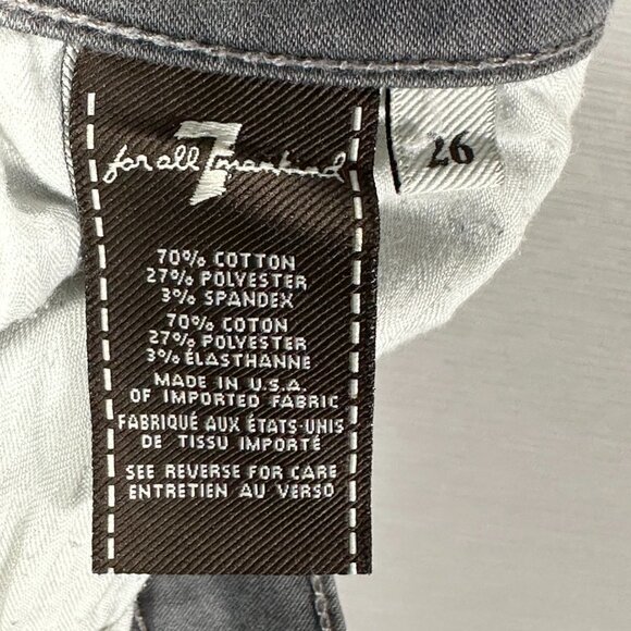 7 For All Mankind Jeans Womens 26 The Slim Cigarette Gray Cotton Stretch Pockets - Picture 11 of 11